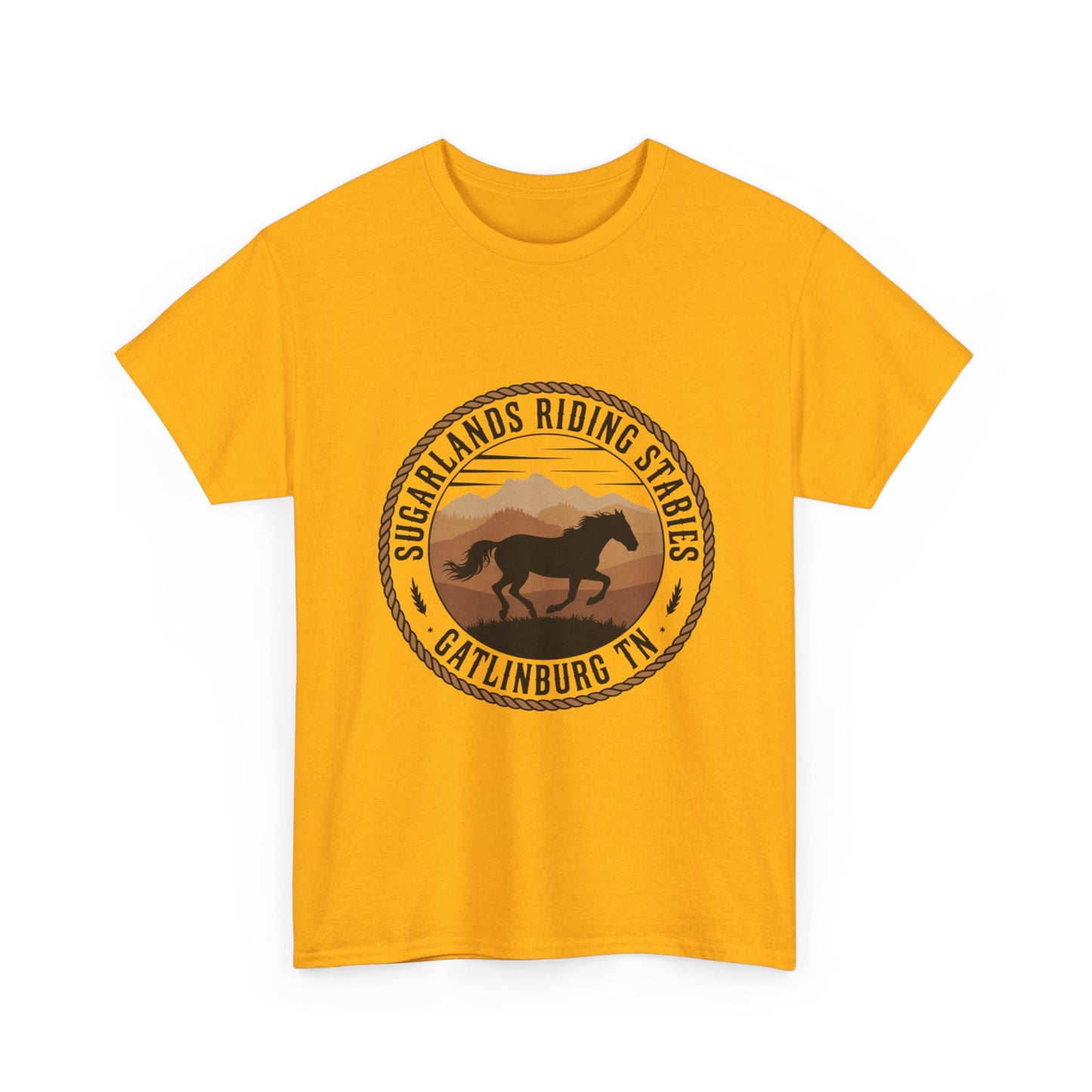 Sugarlands Riding Stables T-Shirt – Gatlinburg Tennessee Running Horse Western Emblem Tee