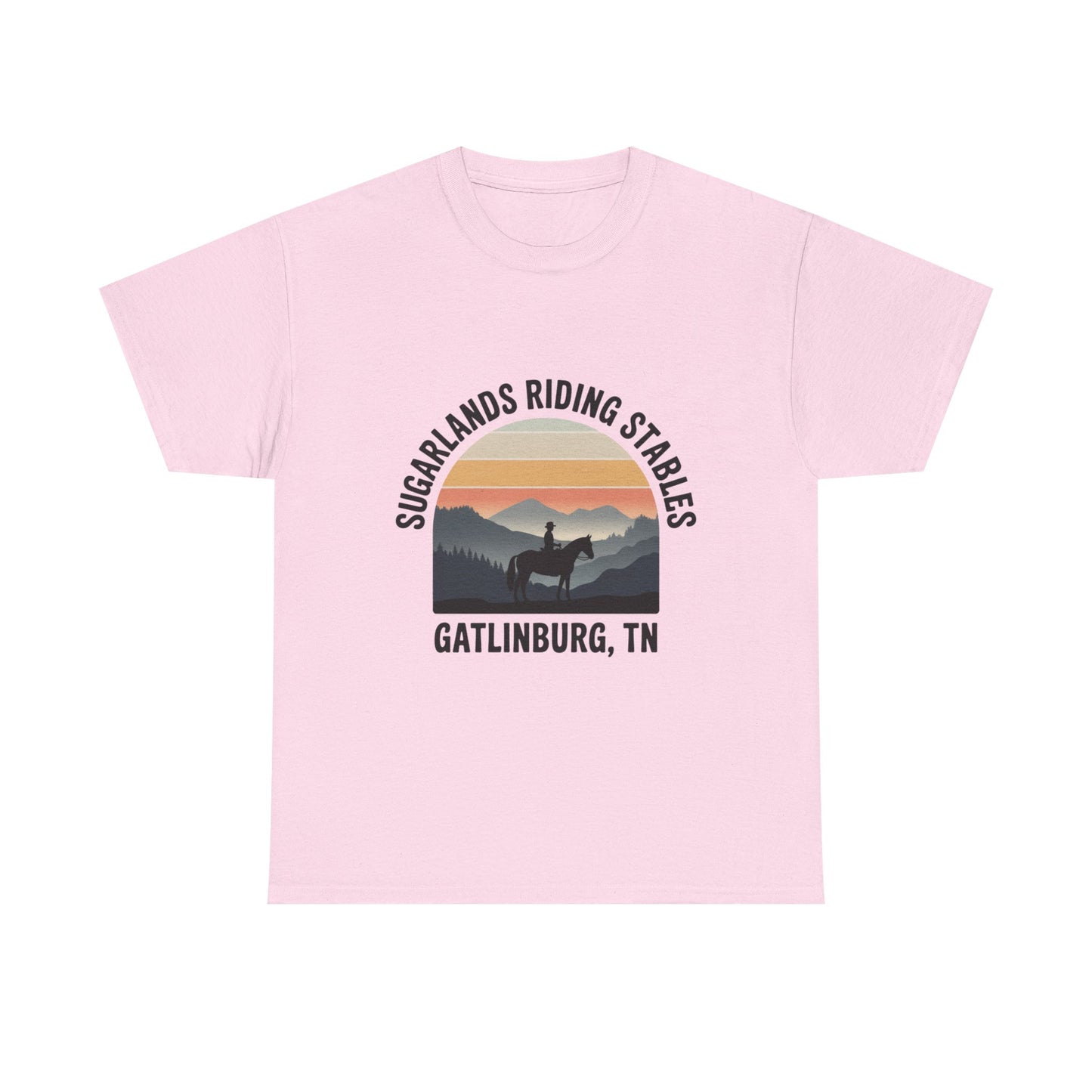 Sugarlands Riding Stables T-Shirt – Gatlinburg Tennessee Sunset Horizon Smoky Mountains Tee
