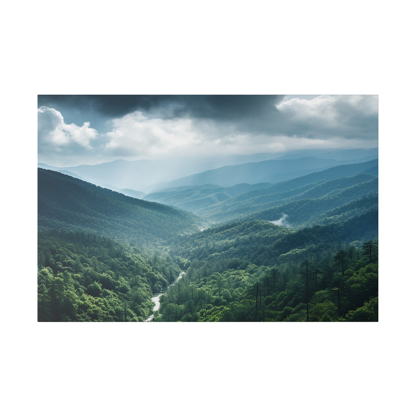 Great Smoky Mountains National Park Aerial View with Creek Matte Canvas, Stretched, 0.75"