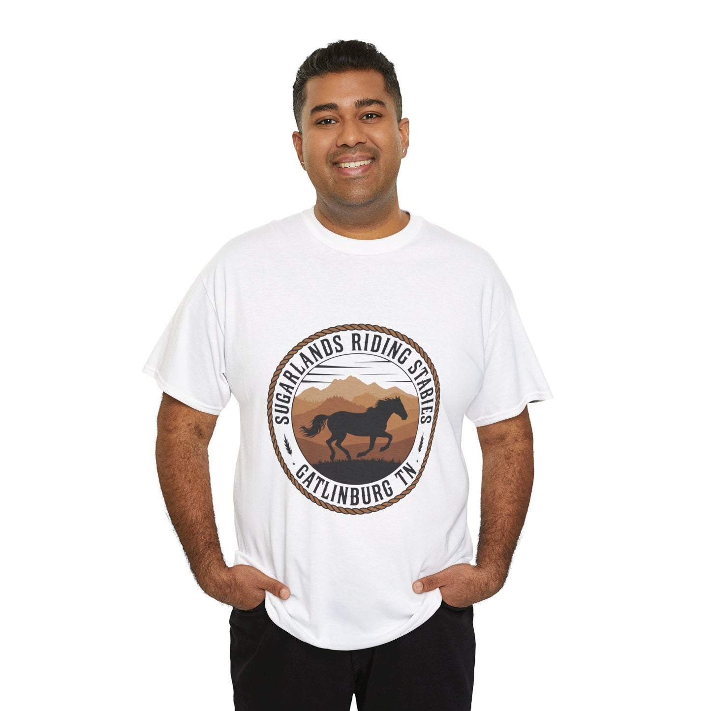 Sugarlands Riding Stables T-Shirt – Gatlinburg Tennessee Running Horse Western Emblem Tee