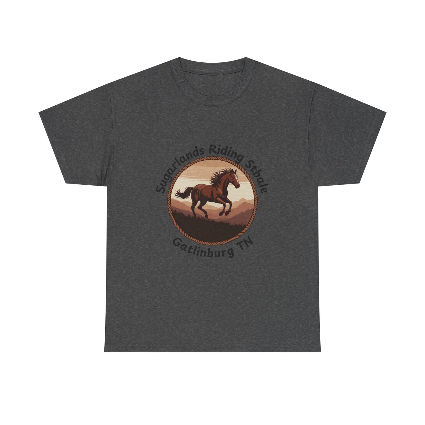 Running Horse T-Shirt – Sugarlands Riding Stables Gatlinburg Tennessee Western Sunset Tee