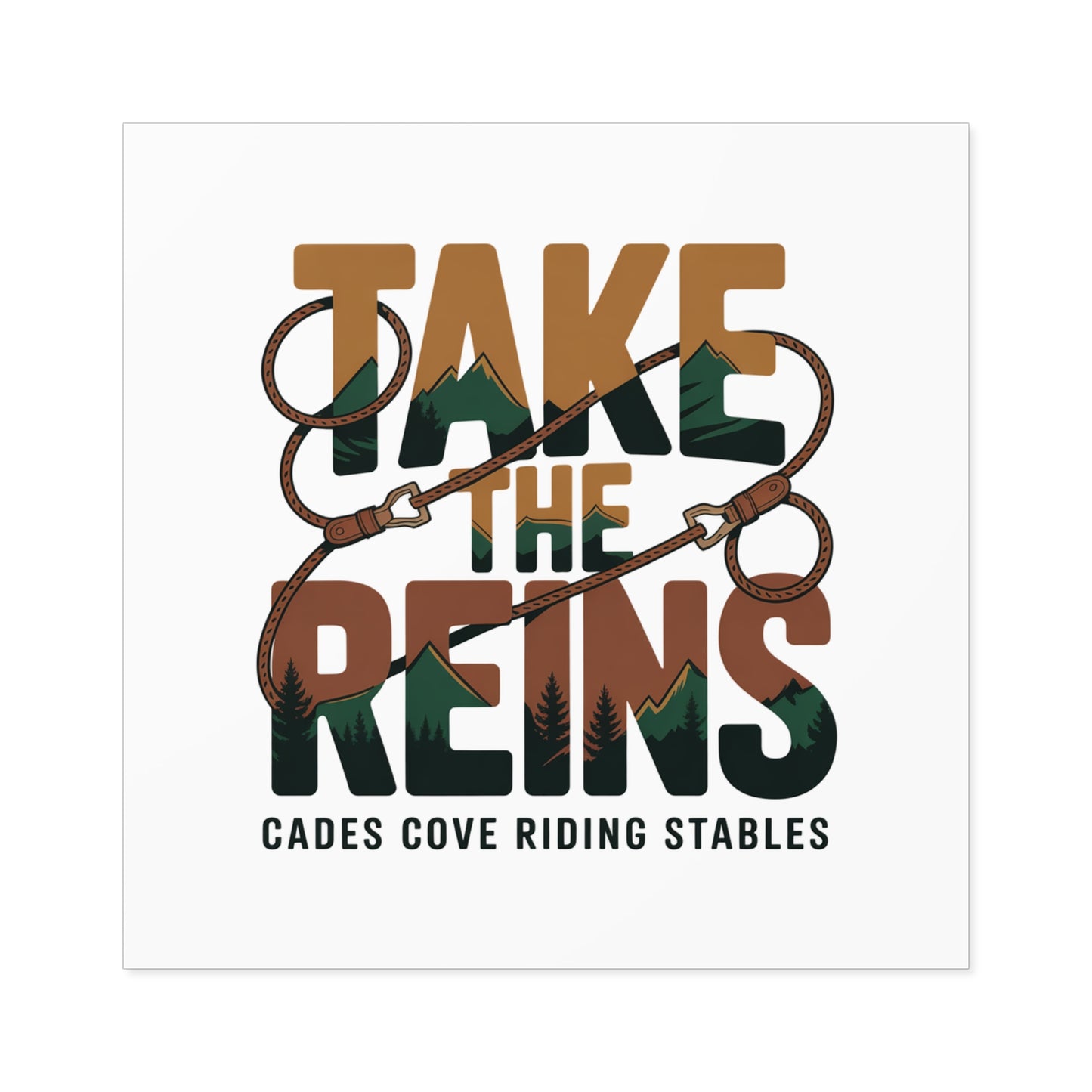 Take the Reins Sticker – Cades Cove Riding Stables Smoky Mountains Western Decal