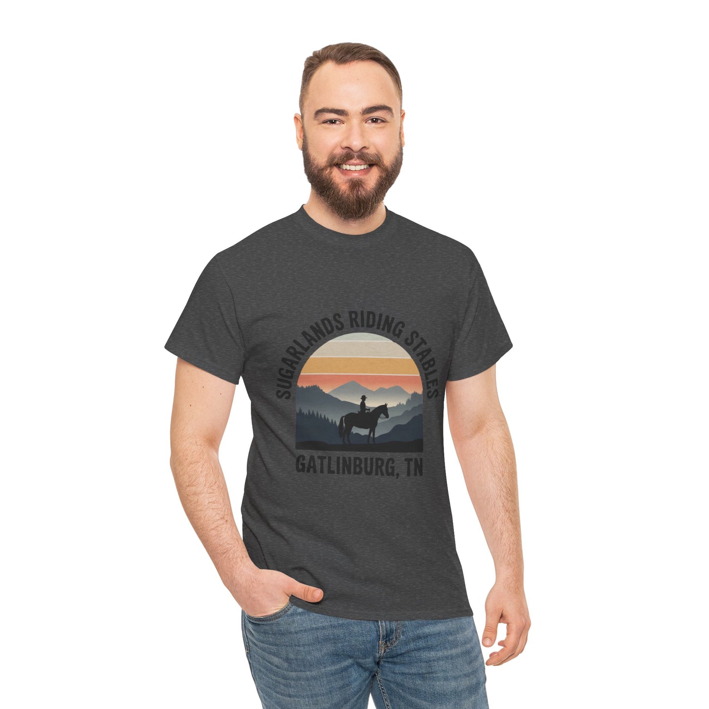 Sugarlands Riding Stables T-Shirt – Gatlinburg Tennessee Sunset Horizon Smoky Mountains Tee