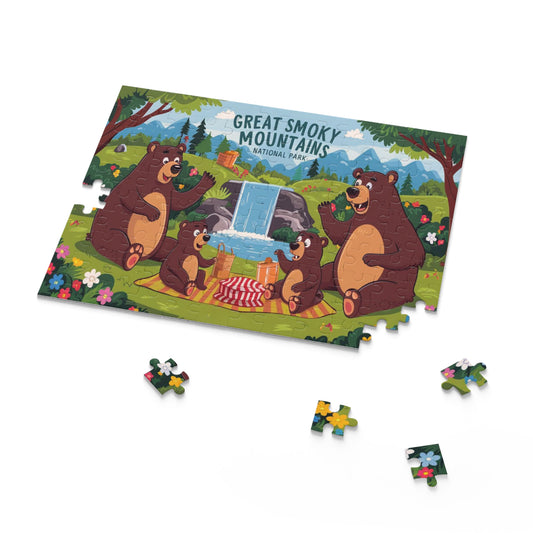 Great Smoky Mountains National Park Kids Bear Family Picnic Puzzle (120, 252, 500-Piece)