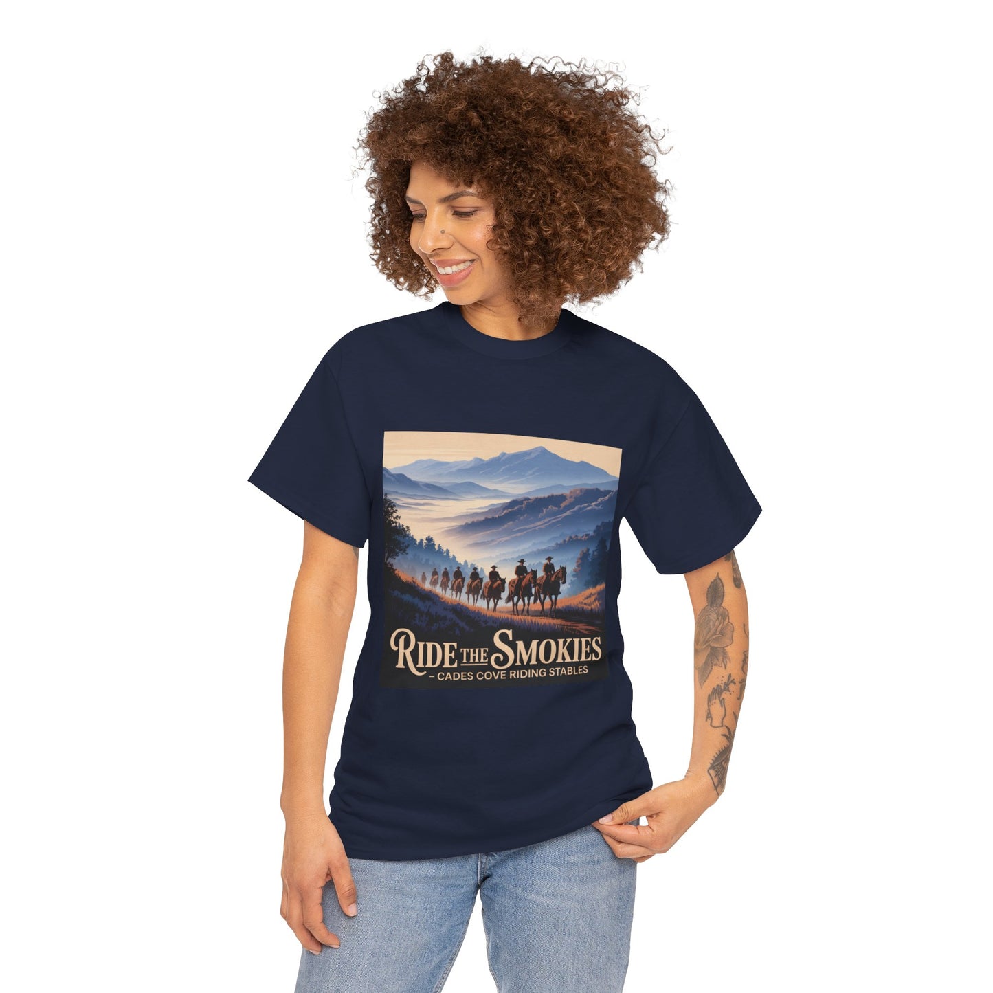 Ride the Smokies T-Shirt – Cades Cove Riding Stables Smoky Mountains Horseback Riding Tee
