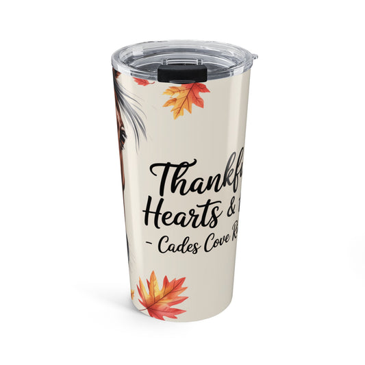 Thankful Hearts & Horses 20oz Tumbler – Cades Cove Riding Stables Autumn Horse Design