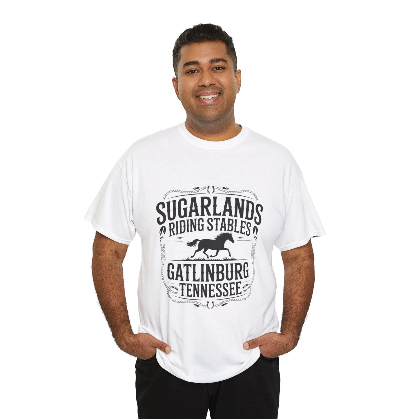Sugarlands Riding Stables T-Shirt – Gatlinburg Tennessee Horseshoe Western Logo Tee