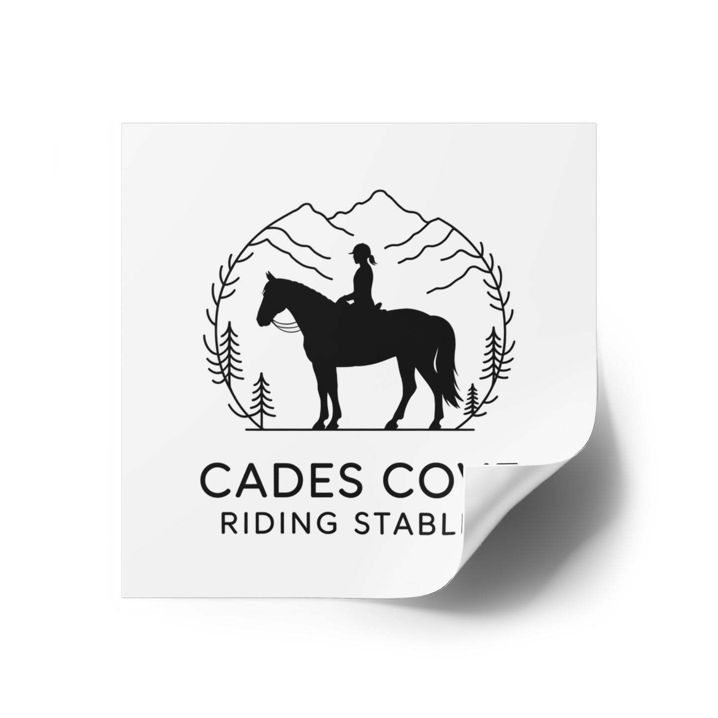 Cades Cove Riding Stables Sticker – Smoky Mountains Horse and Rider Minimalist Decal
