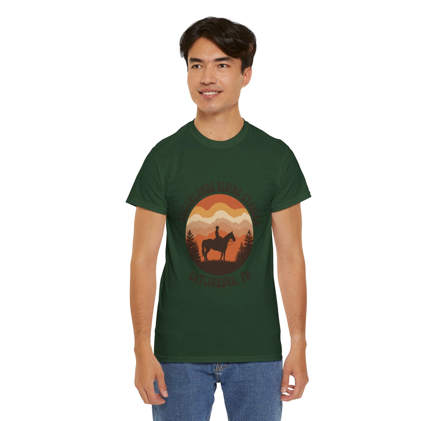 Sugarlands Riding Stables T-Shirt – Gatlinburg Tennessee Sunset Smoky Mountains Tee