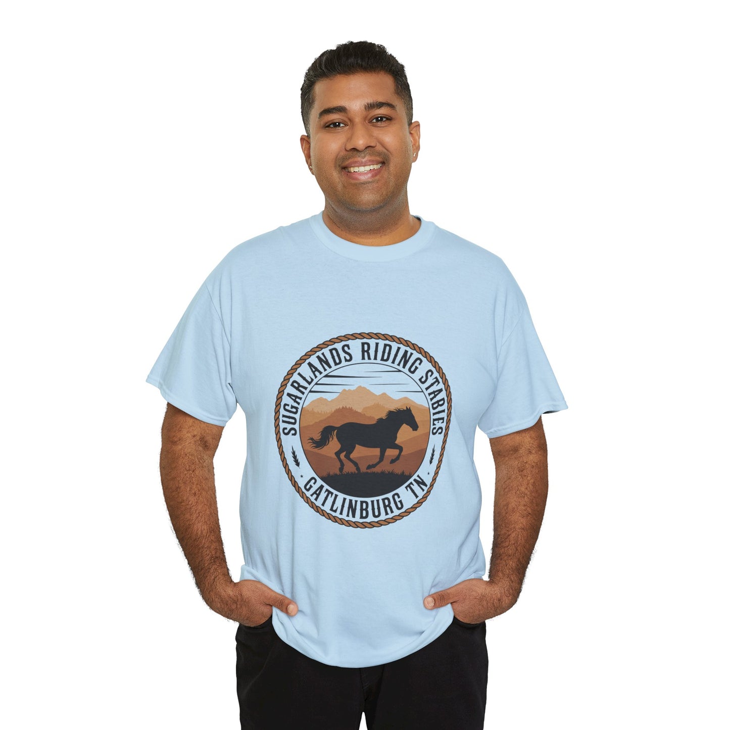 Sugarlands Riding Stables T-Shirt – Gatlinburg Tennessee Running Horse Western Emblem Tee