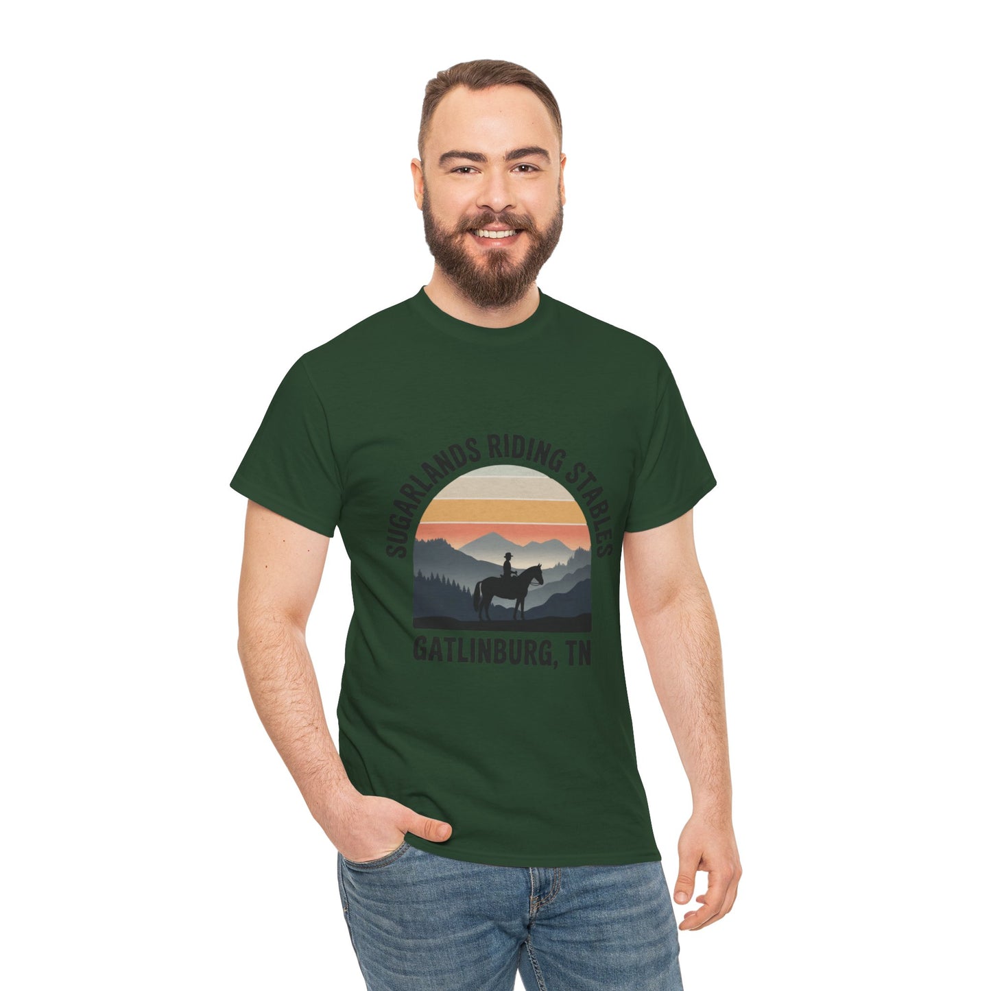 Sugarlands Riding Stables T-Shirt – Gatlinburg Tennessee Sunset Horizon Smoky Mountains Tee