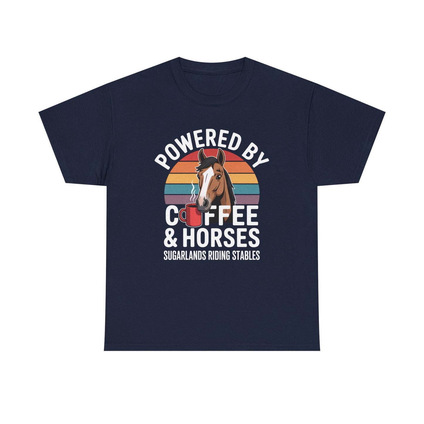 Powered by Coffee & Horses T-Shirt — Horse Mom Equestrian Riding Tee