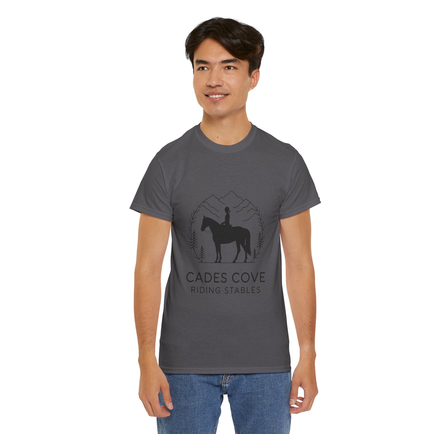 Cades Cove Riding Stables Minimalist T-Shirt – Smoky Mountains Horseback Silhouette Tee