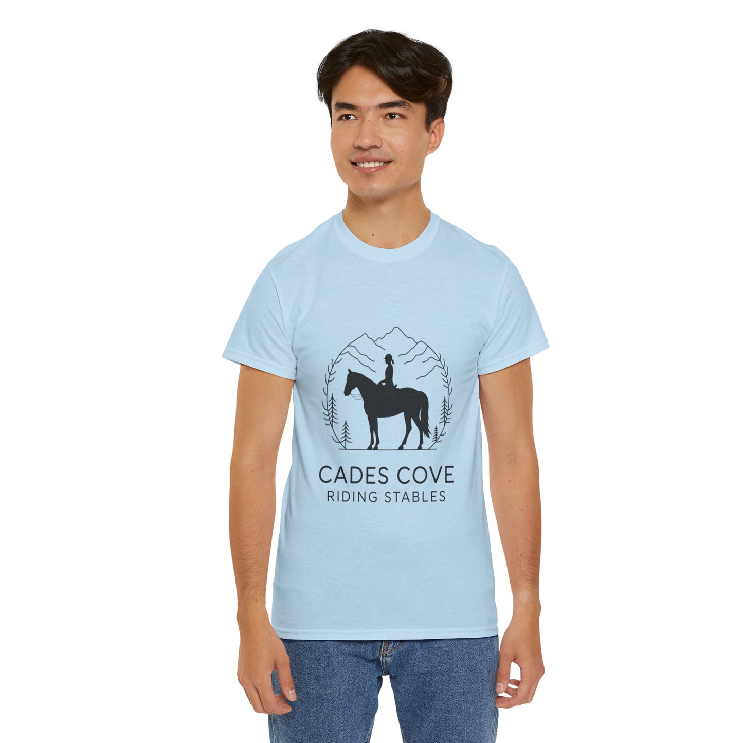 Cades Cove Riding Stables Minimalist T-Shirt – Smoky Mountains Horseback Silhouette Tee