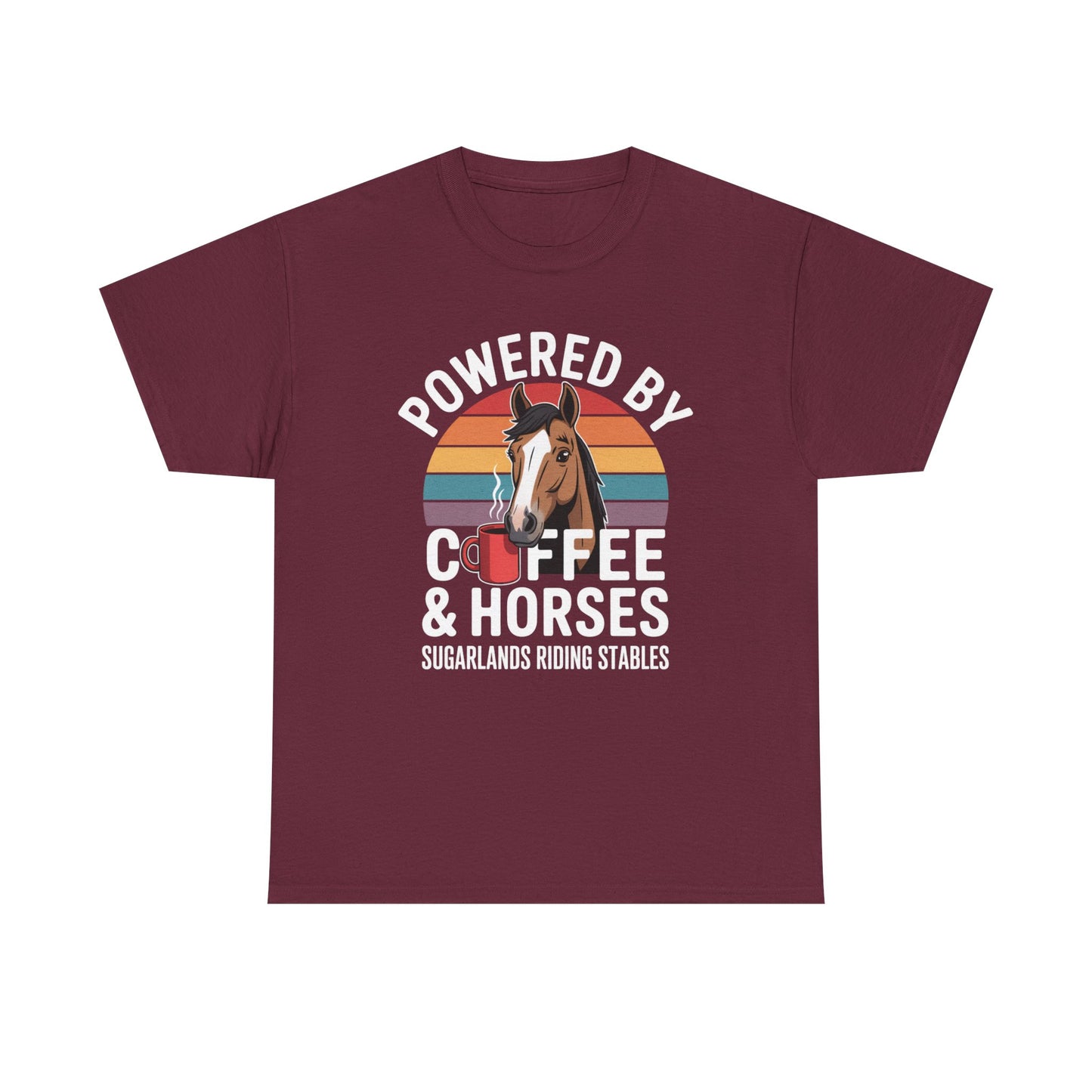 Powered by Coffee & Horses T-Shirt — Horse Mom Equestrian Riding Tee