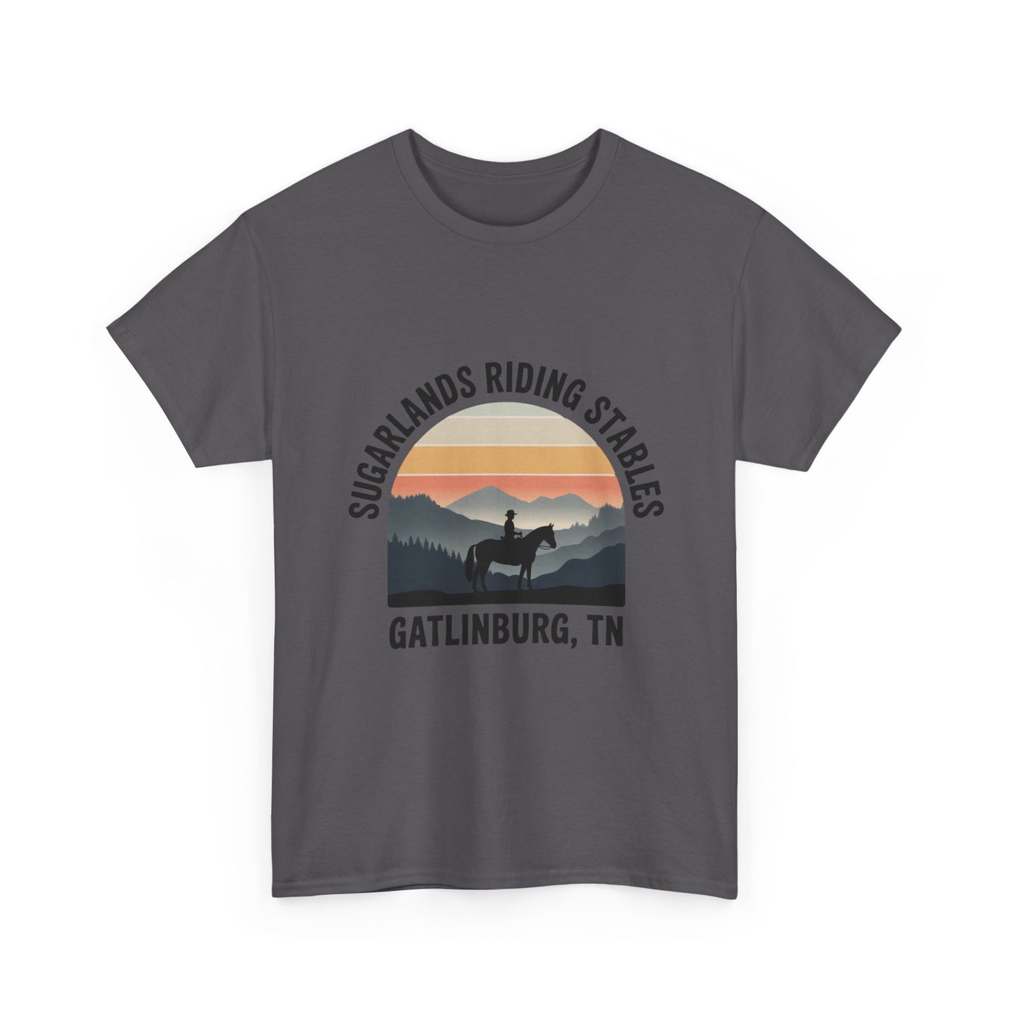 Sugarlands Riding Stables T-Shirt – Gatlinburg Tennessee Sunset Horizon Smoky Mountains Tee