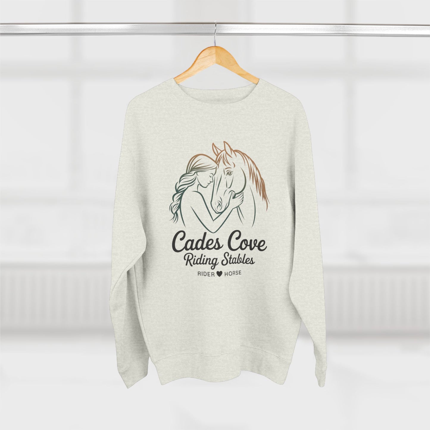 Cades Cove Gentle Connection – Rider & Horse Silhouette Unisex Crewneck Sweatshirt