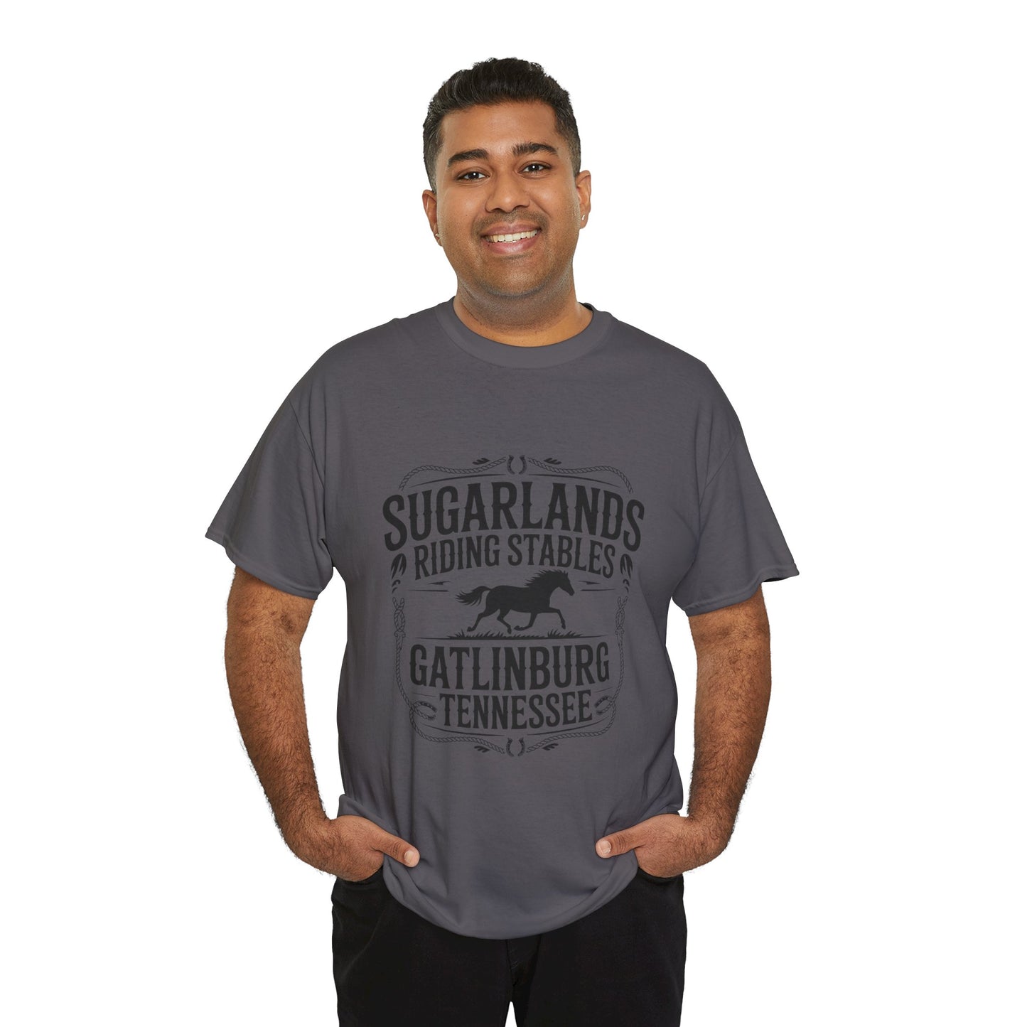 Sugarlands Riding Stables T-Shirt – Gatlinburg Tennessee Horseshoe Western Logo Tee