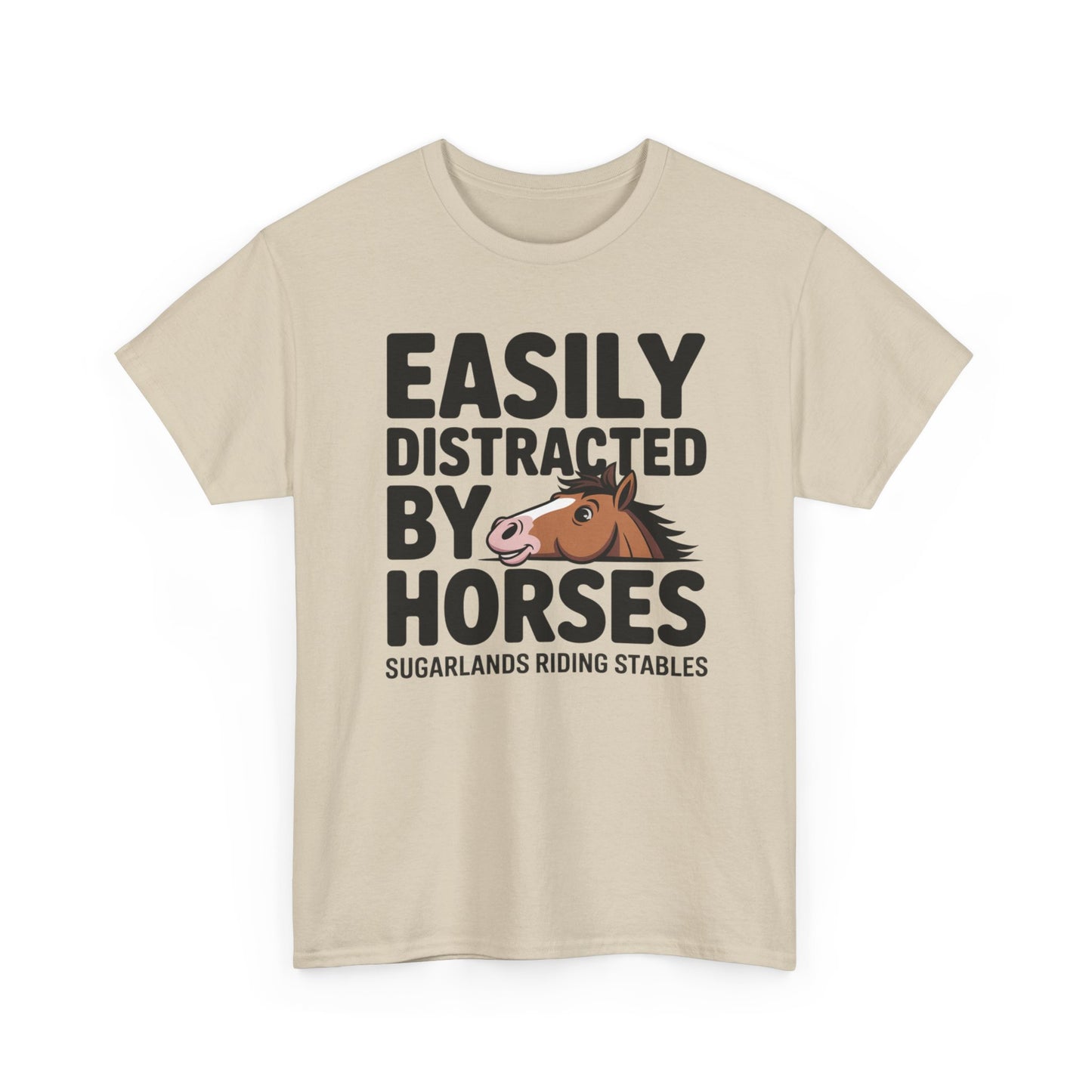 Easily Distracted by Horses T‑Shirt — Funny Equestrian Tee for Horse Lovers