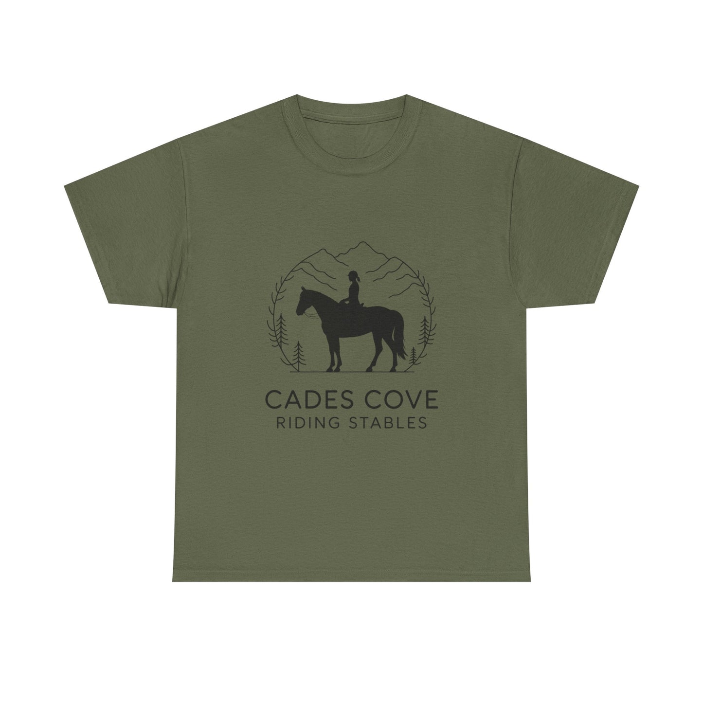 Cades Cove Riding Stables Minimalist T-Shirt – Smoky Mountains Horseback Silhouette Tee