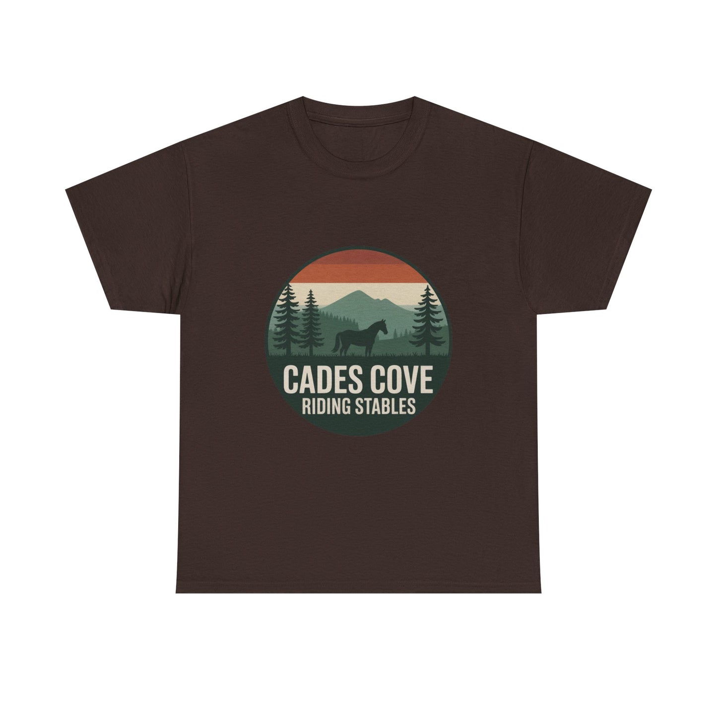 Cades Cove Riding Stables Horse Mountain T-Shirt – Adult Smoky Mountains Nature Tee