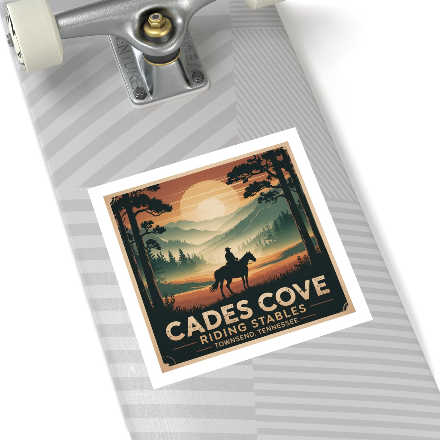 Cades Cove Riding Stables Sunset Sticker – Townsend Tennessee Smoky Mountains Souvenir Decal