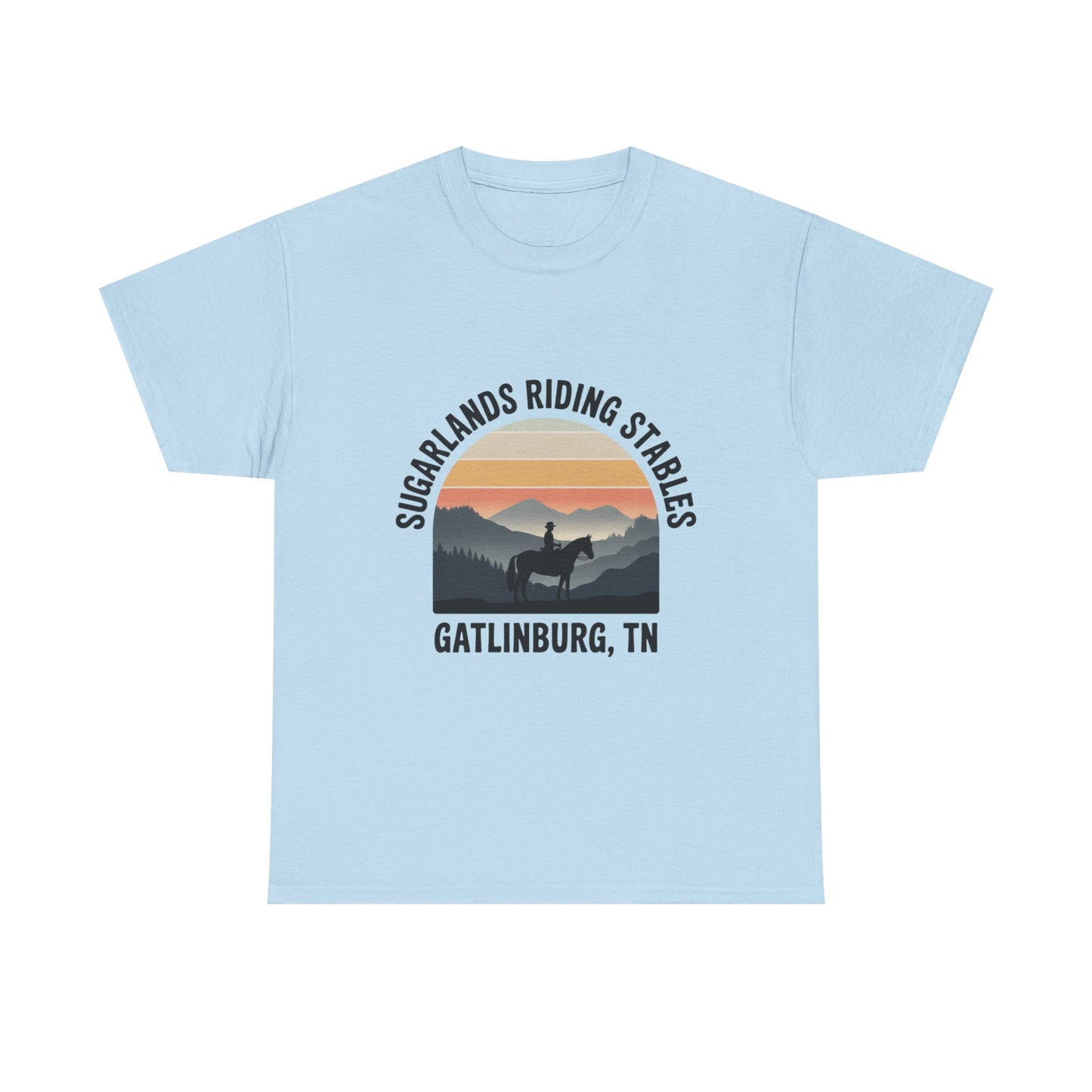 Sugarlands Riding Stables T-Shirt – Gatlinburg Tennessee Sunset Horizon Smoky Mountains Tee