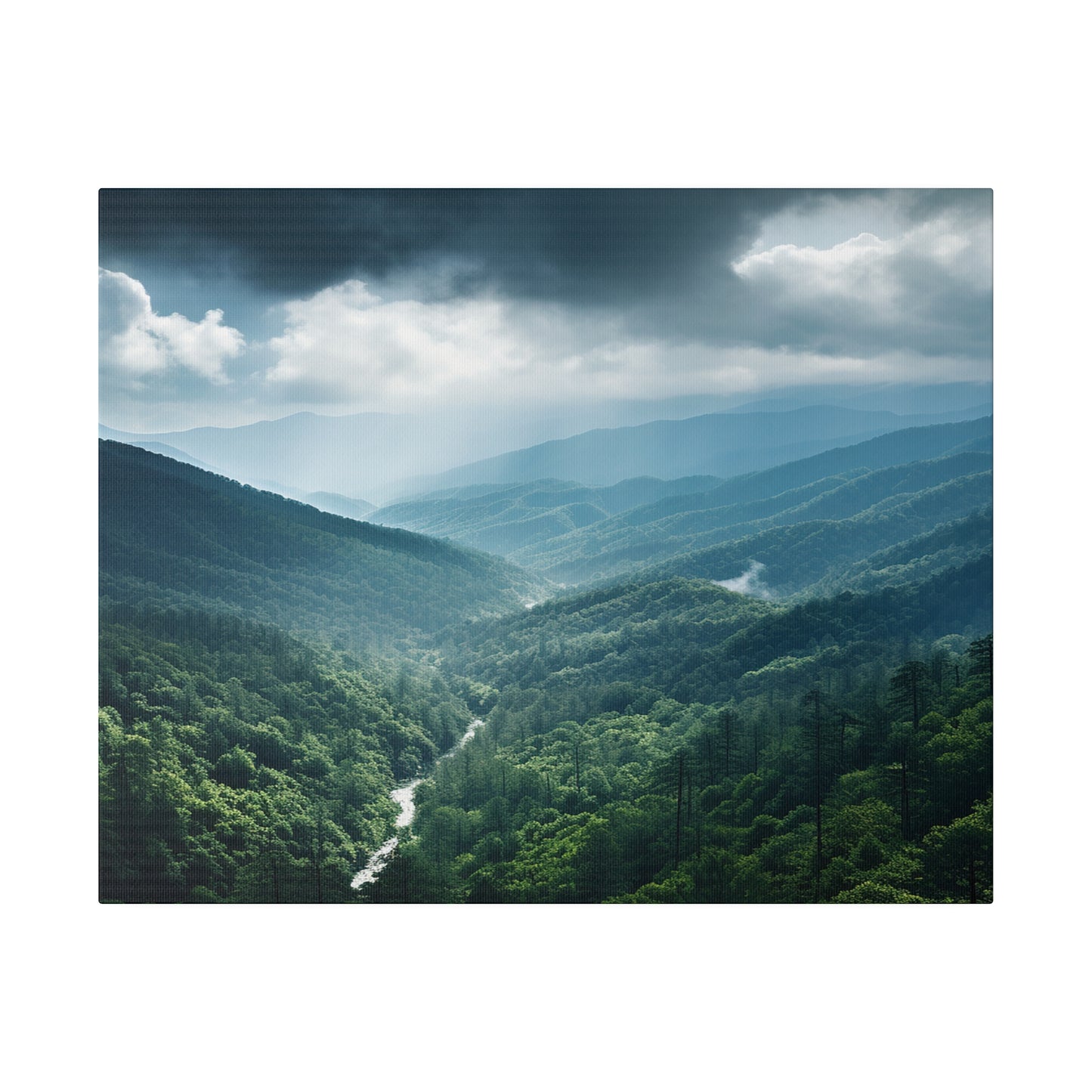 Great Smoky Mountains National Park Aerial View with Creek Matte Canvas, Stretched, 0.75"