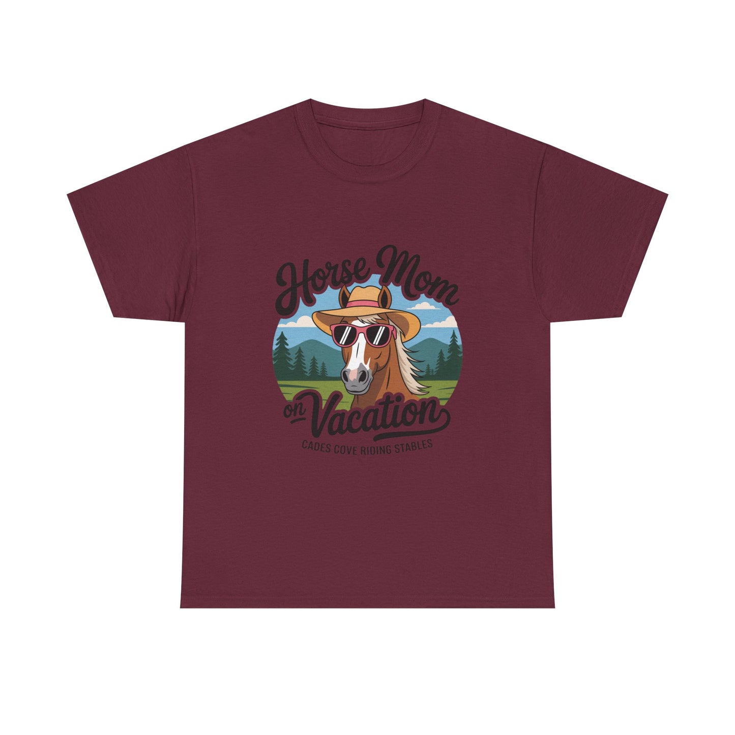 Horse Mom on Vacation Cades Cove Riding Stables T-Shirt – Funny Adult Horse Lover Tee