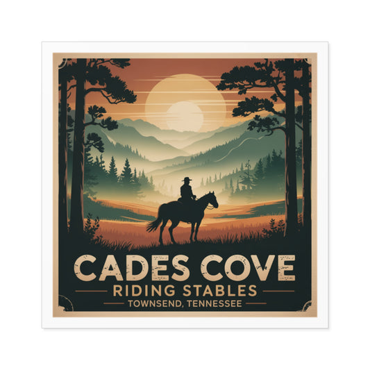 Cades Cove Riding Stables Sunset Sticker – Townsend Tennessee Smoky Mountains Souvenir Decal