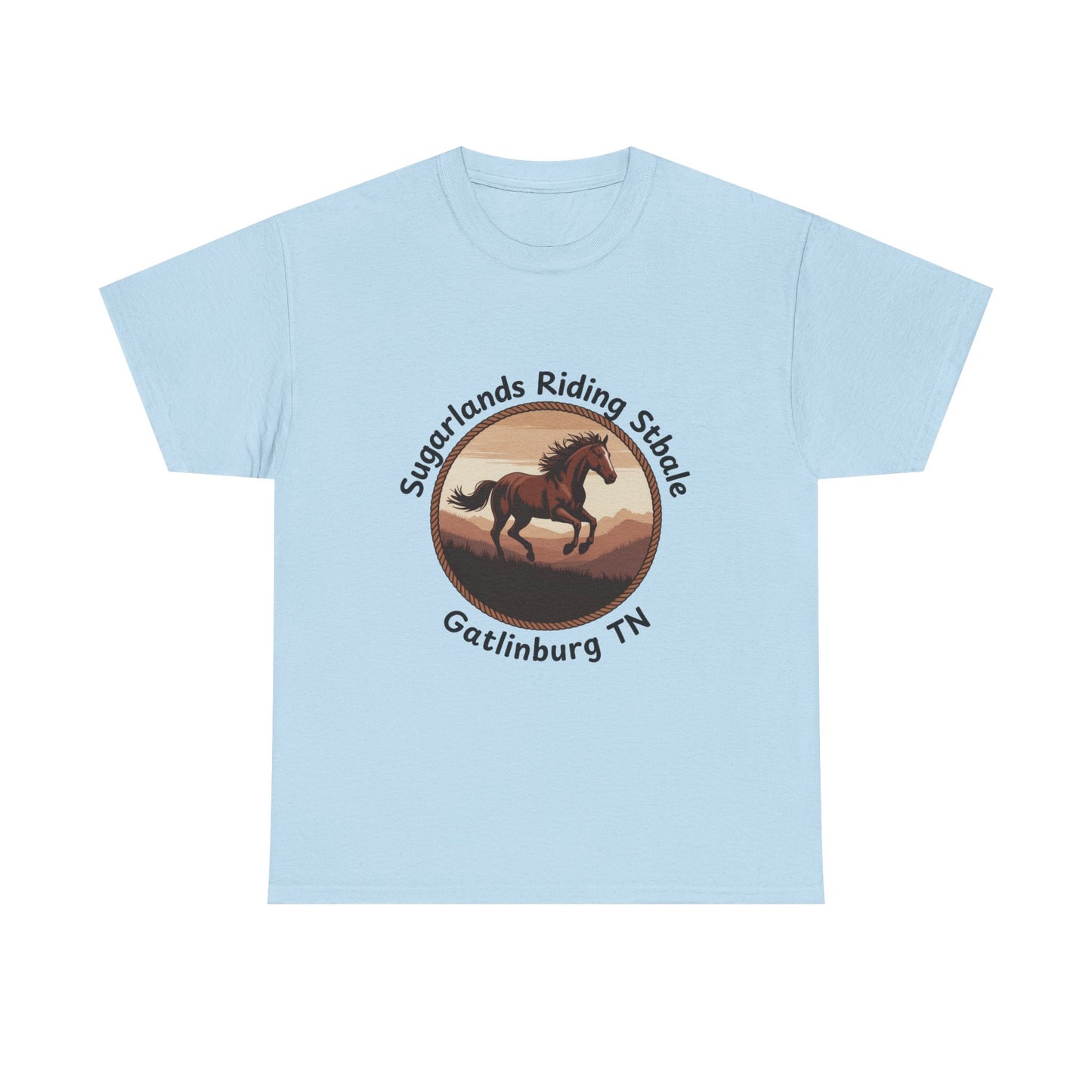 Running Horse T-Shirt – Sugarlands Riding Stables Gatlinburg Tennessee Western Sunset Tee