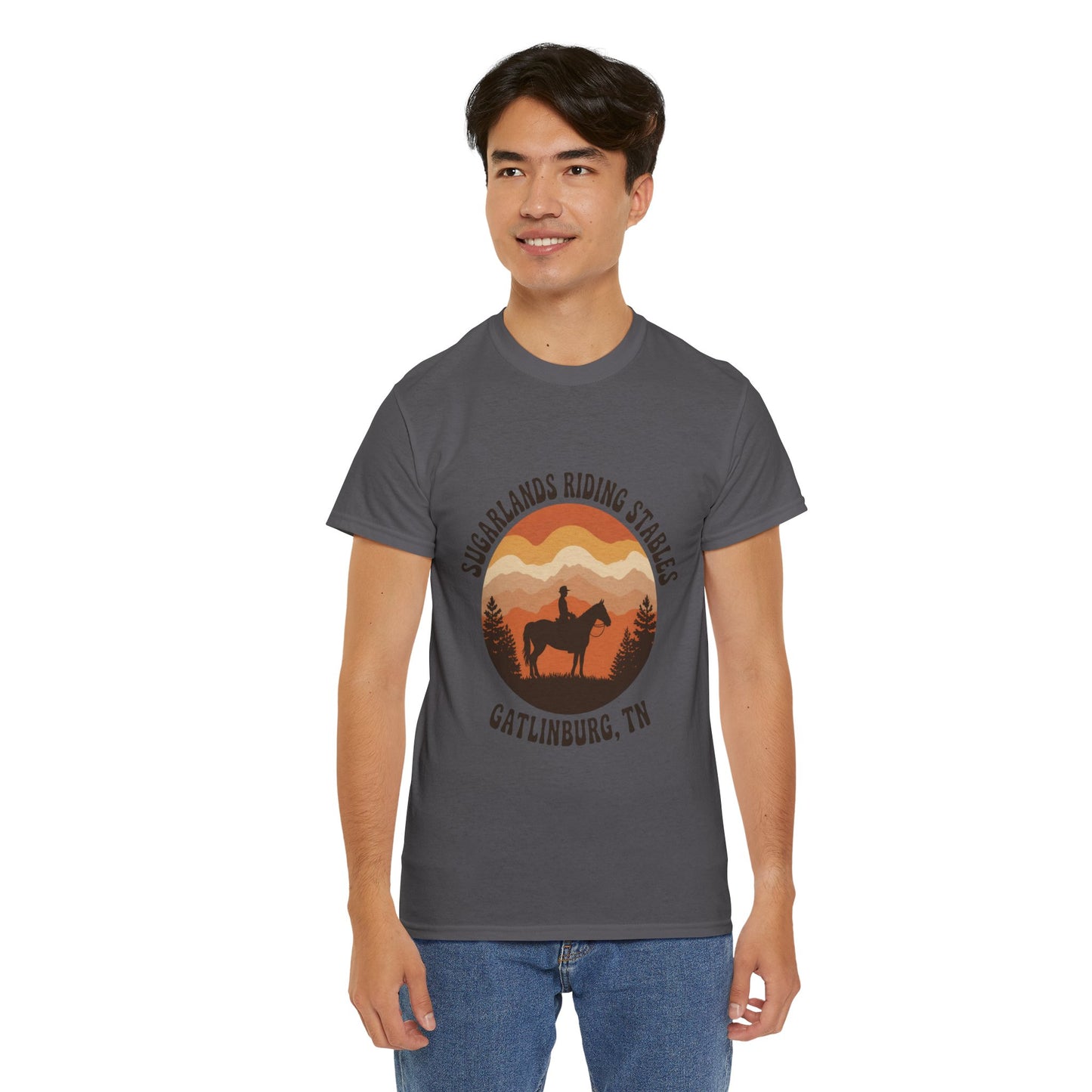 Sugarlands Riding Stables T-Shirt – Gatlinburg Tennessee Sunset Smoky Mountains Tee