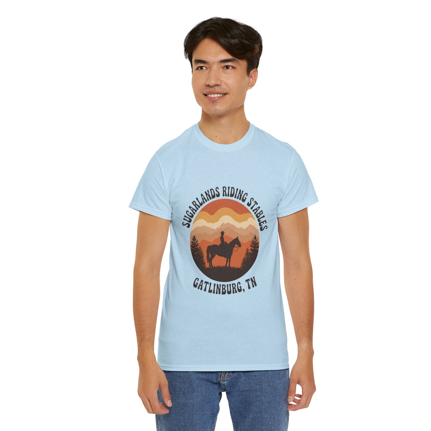 Sugarlands Riding Stables T-Shirt – Gatlinburg Tennessee Sunset Smoky Mountains Tee