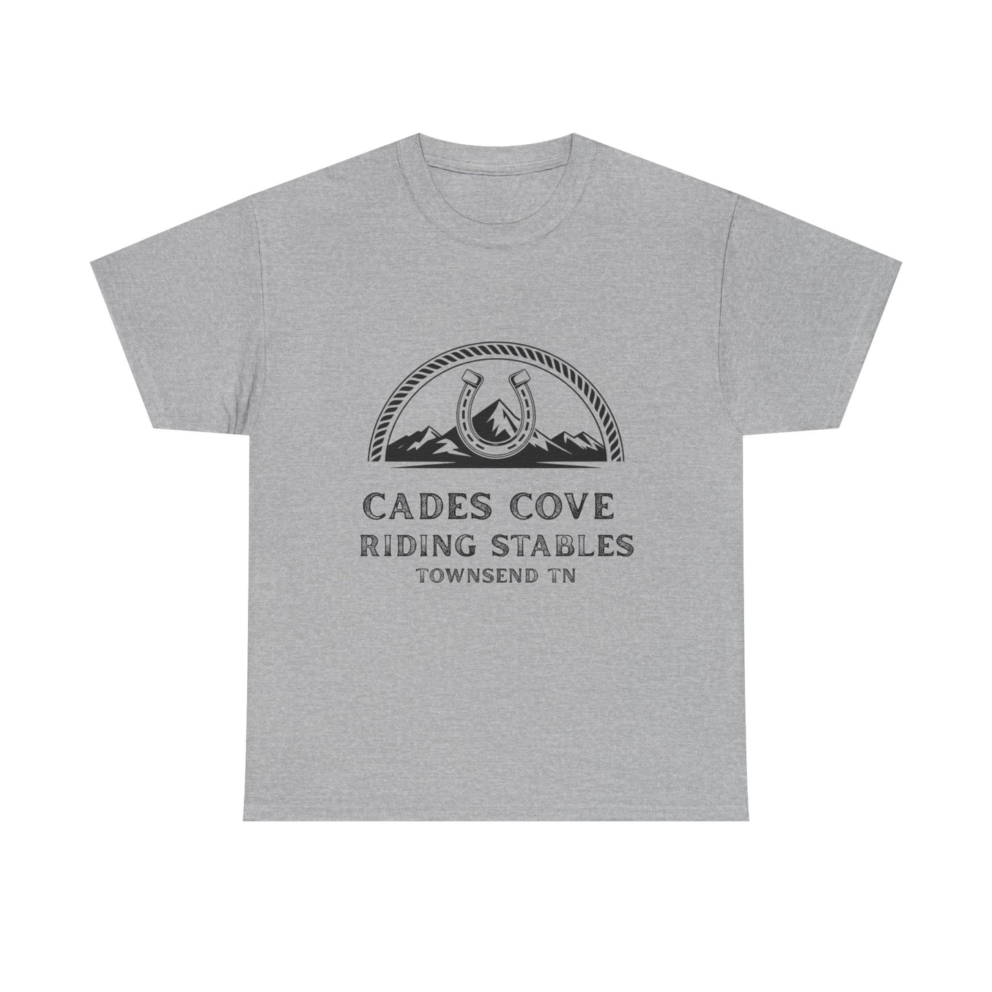 Cades Cove Riding Stables T-Shirt – Smoky Mountains Horseshoe Western Logo Tee