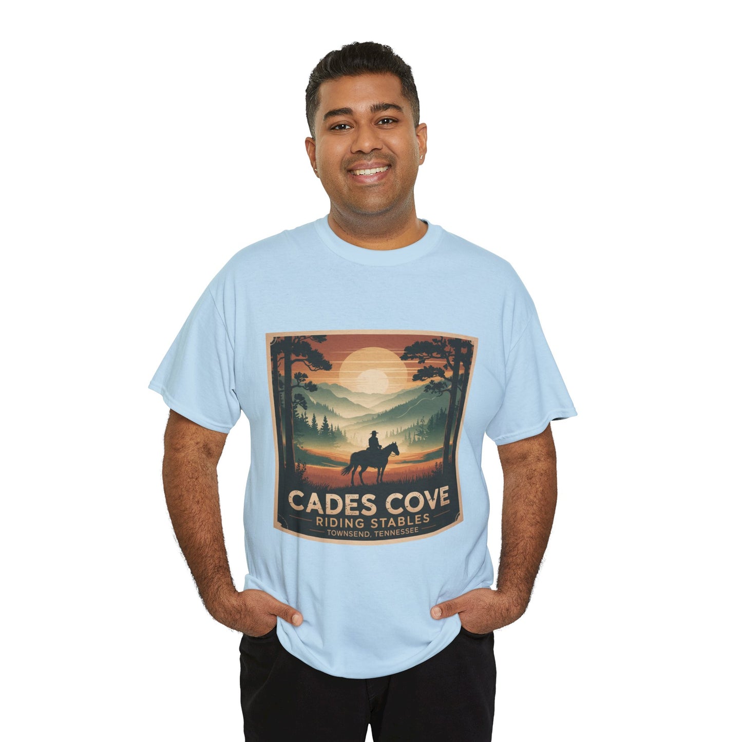Cades Cove Riding Stables Sunset T-Shirt – Townsend Tennessee Smoky Mountains Horseback Tee