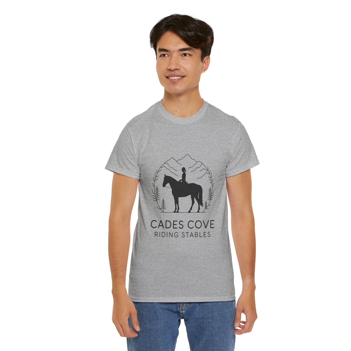 Cades Cove Riding Stables Minimalist T-Shirt – Smoky Mountains Horseback Silhouette Tee