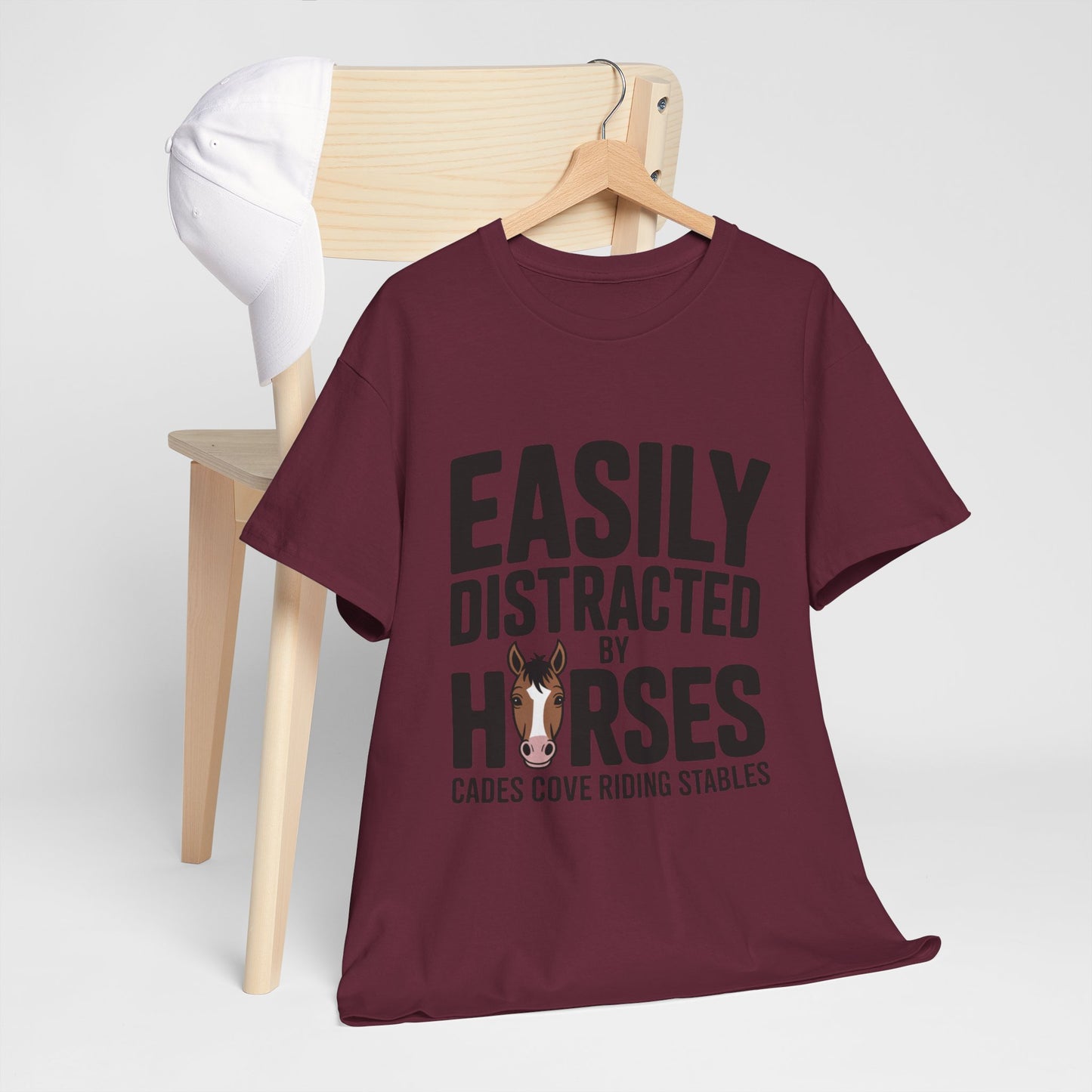Easily Distracted by Horses T-Shirt – Funny Horse Lover Tee | Cades Cove Riding Stables