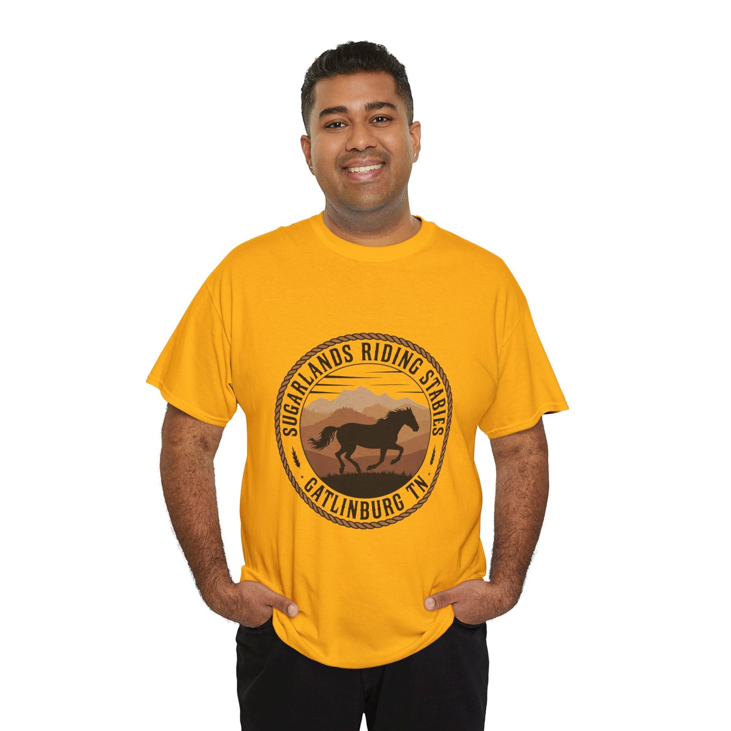 Sugarlands Riding Stables T-Shirt – Gatlinburg Tennessee Running Horse Western Emblem Tee
