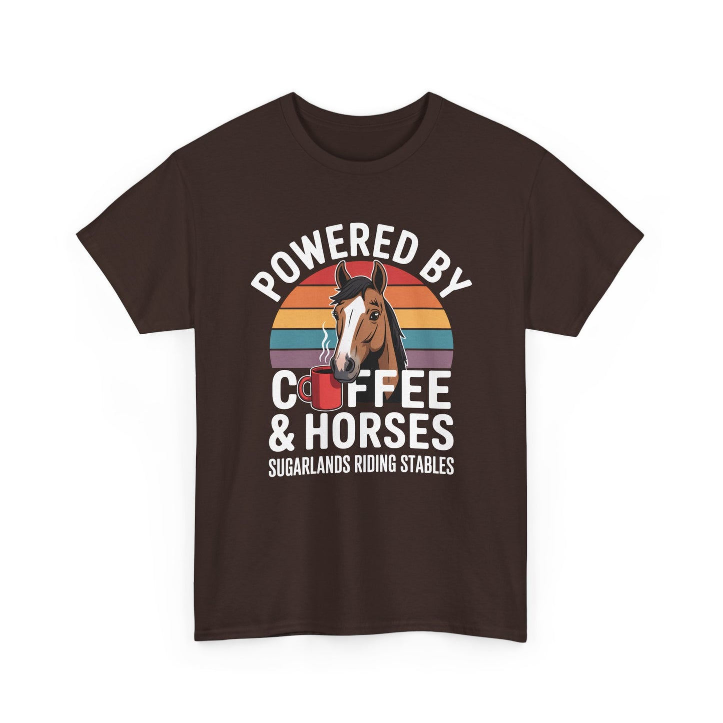 Powered by Coffee & Horses T-Shirt — Horse Mom Equestrian Riding Tee