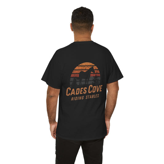 Cades Cove Riding Stables Retro Sunset Unisex Heavy Cotton Tee
