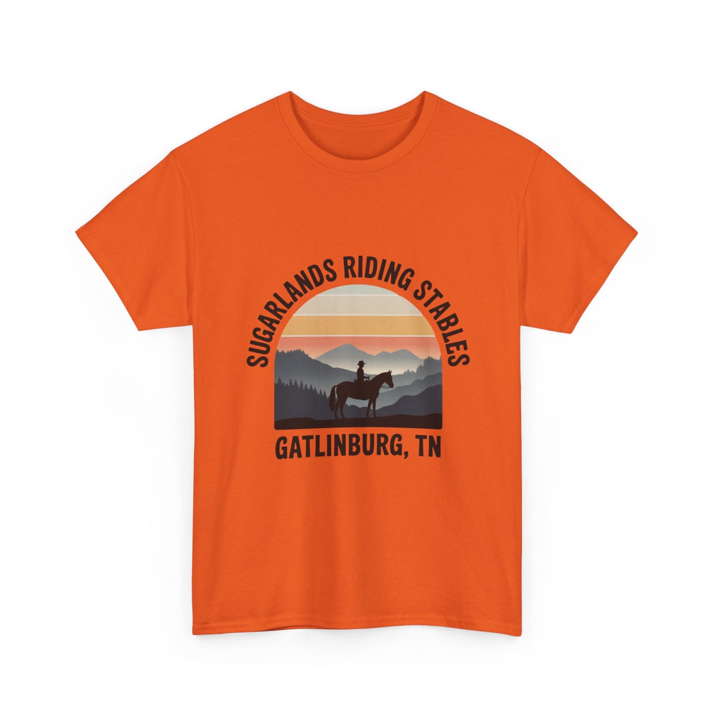 Sugarlands Riding Stables T-Shirt – Gatlinburg Tennessee Sunset Horizon Smoky Mountains Tee