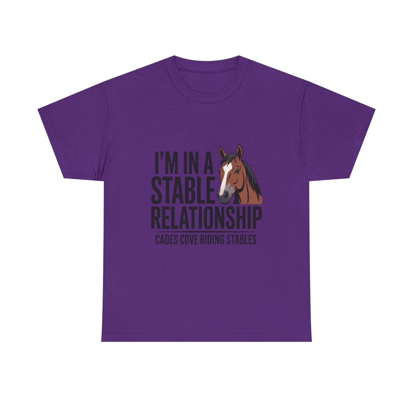 I’m in a Stable Relationship T-Shirt – Funny Horse Lover Tee | Cades Cove Riding Stables