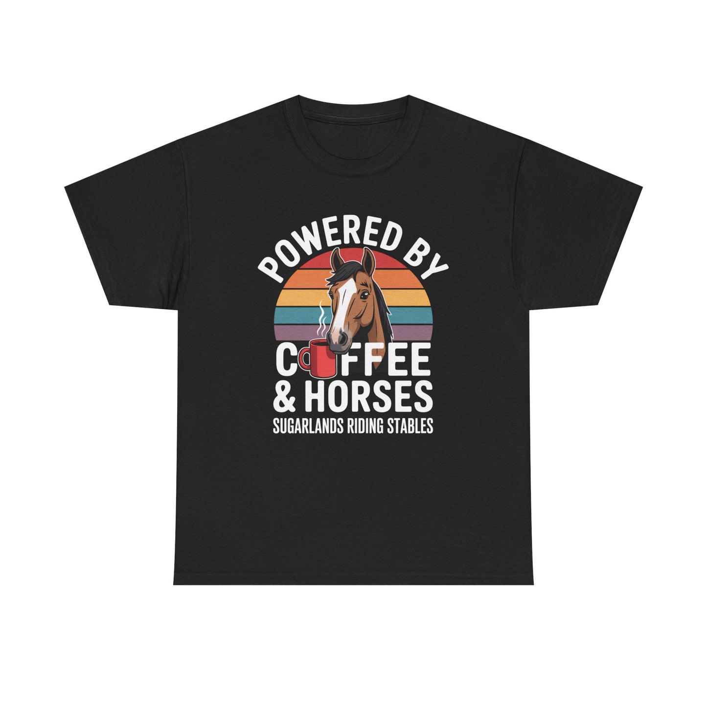 Powered by Coffee & Horses T-Shirt — Horse Mom Equestrian Riding Tee
