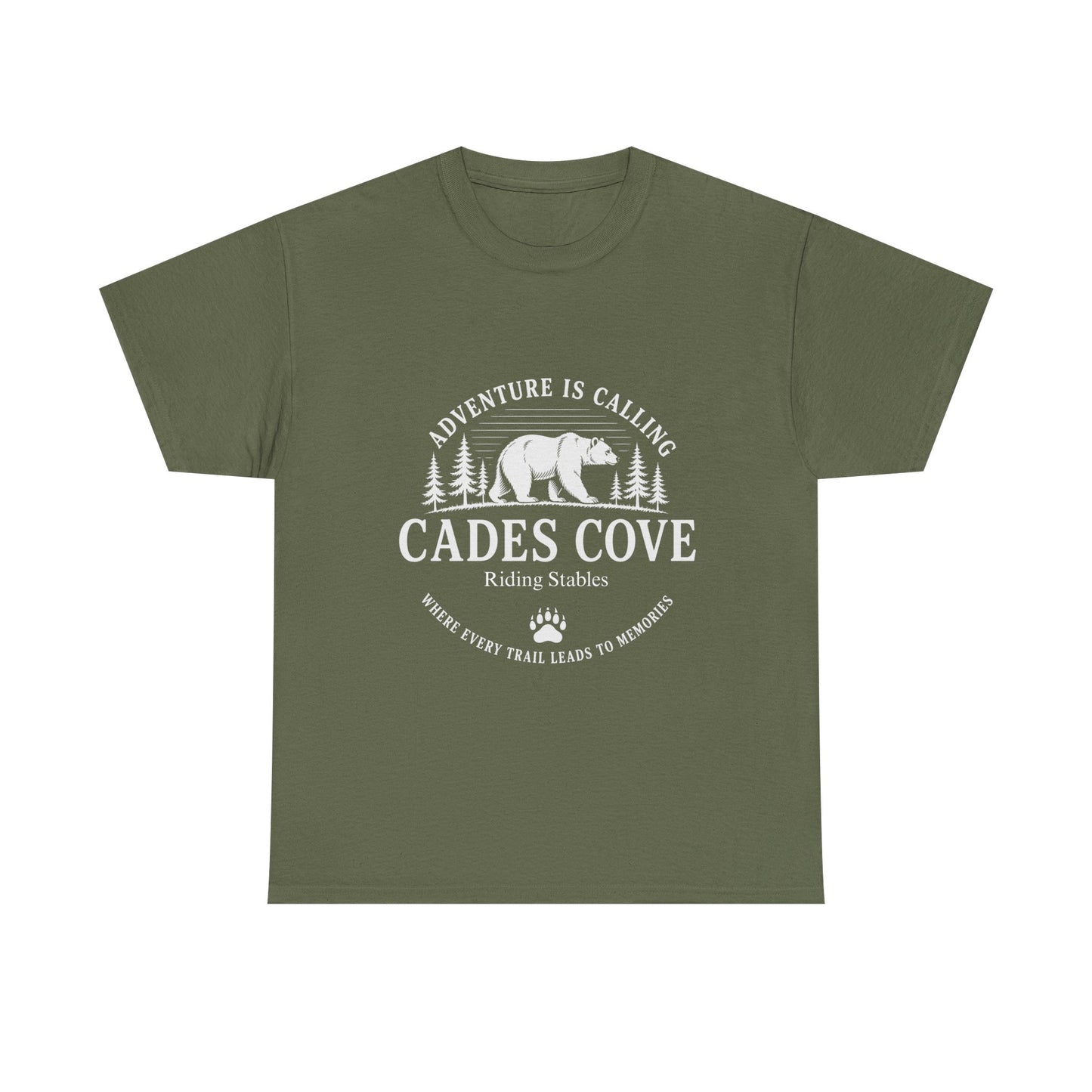 Cades Cove Riding Stables Adventure Is Calling Bear T-Shirt – Adult Smoky Mountains Tee