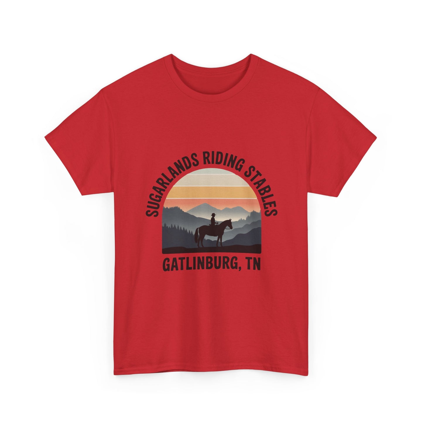 Sugarlands Riding Stables T-Shirt – Gatlinburg Tennessee Sunset Horizon Smoky Mountains Tee