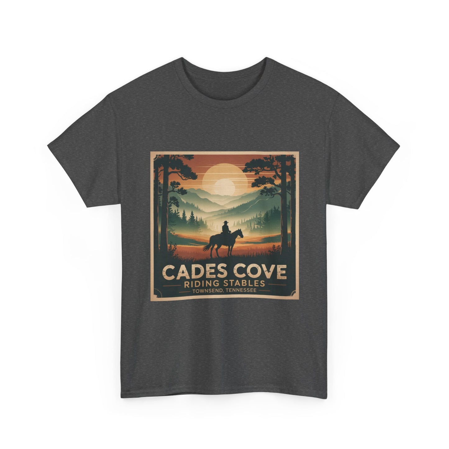 Cades Cove Riding Stables Sunset T-Shirt – Townsend Tennessee Smoky Mountains Horseback Tee