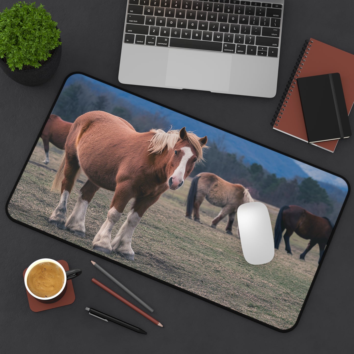 Great Smoky Mountains National Park Horses in a Field Desk Mat