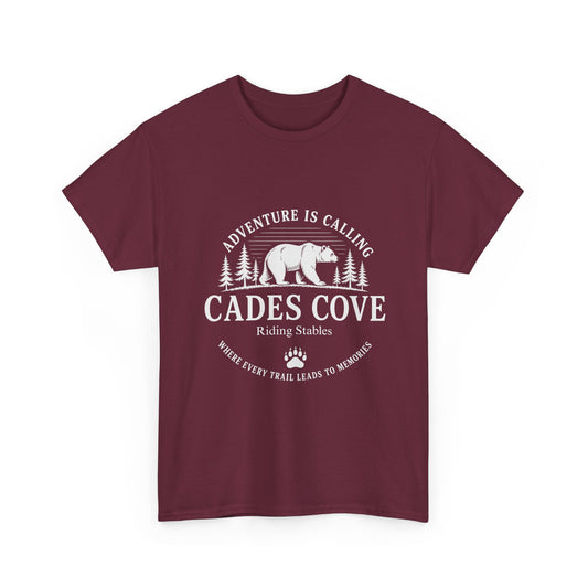 Cades Cove Riding Stables Adventure Is Calling Bear T-Shirt – Adult Smoky Mountains Tee