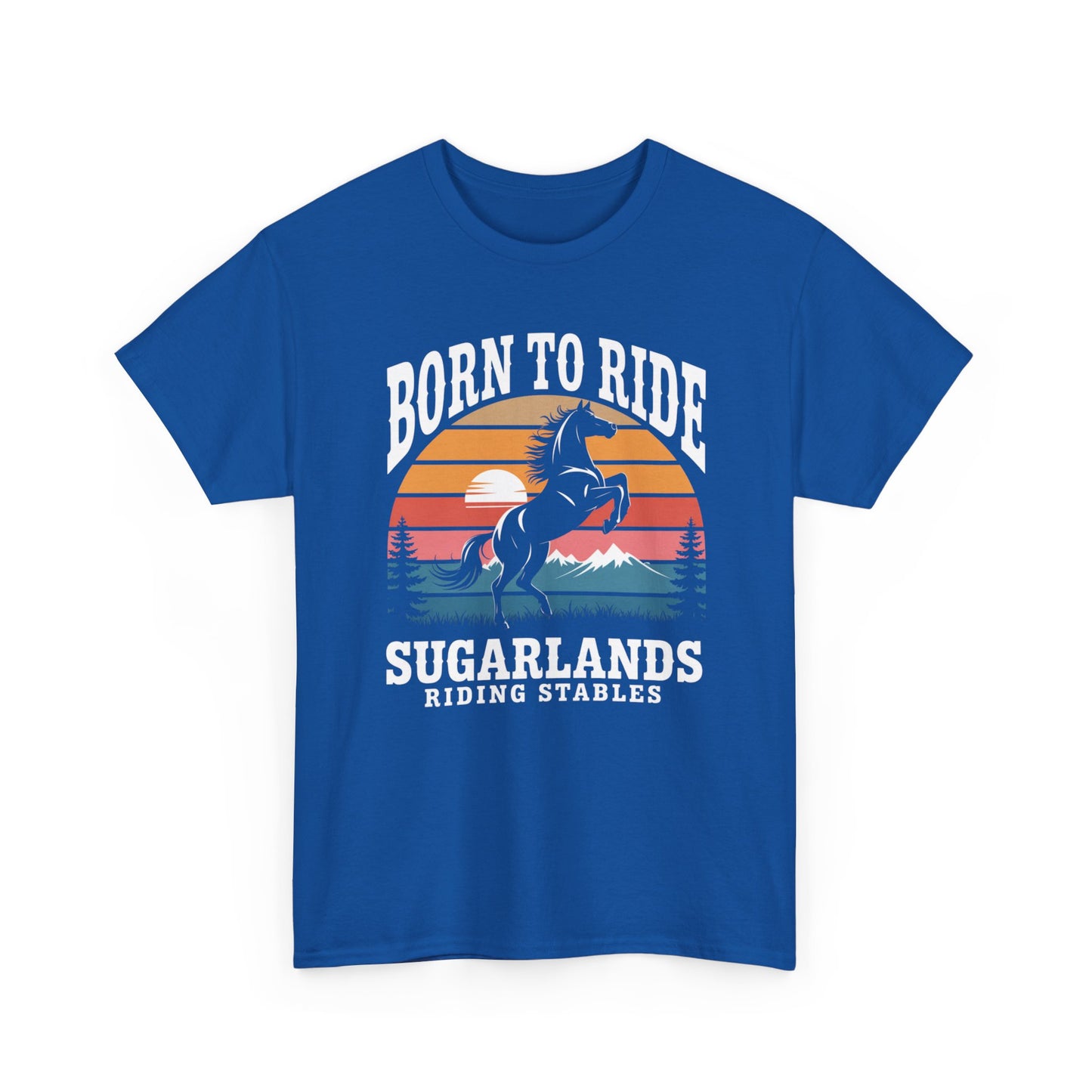 Born to Ride Horse T-Shirt — Sugarlands Riding Stables Retro Sunset Tee