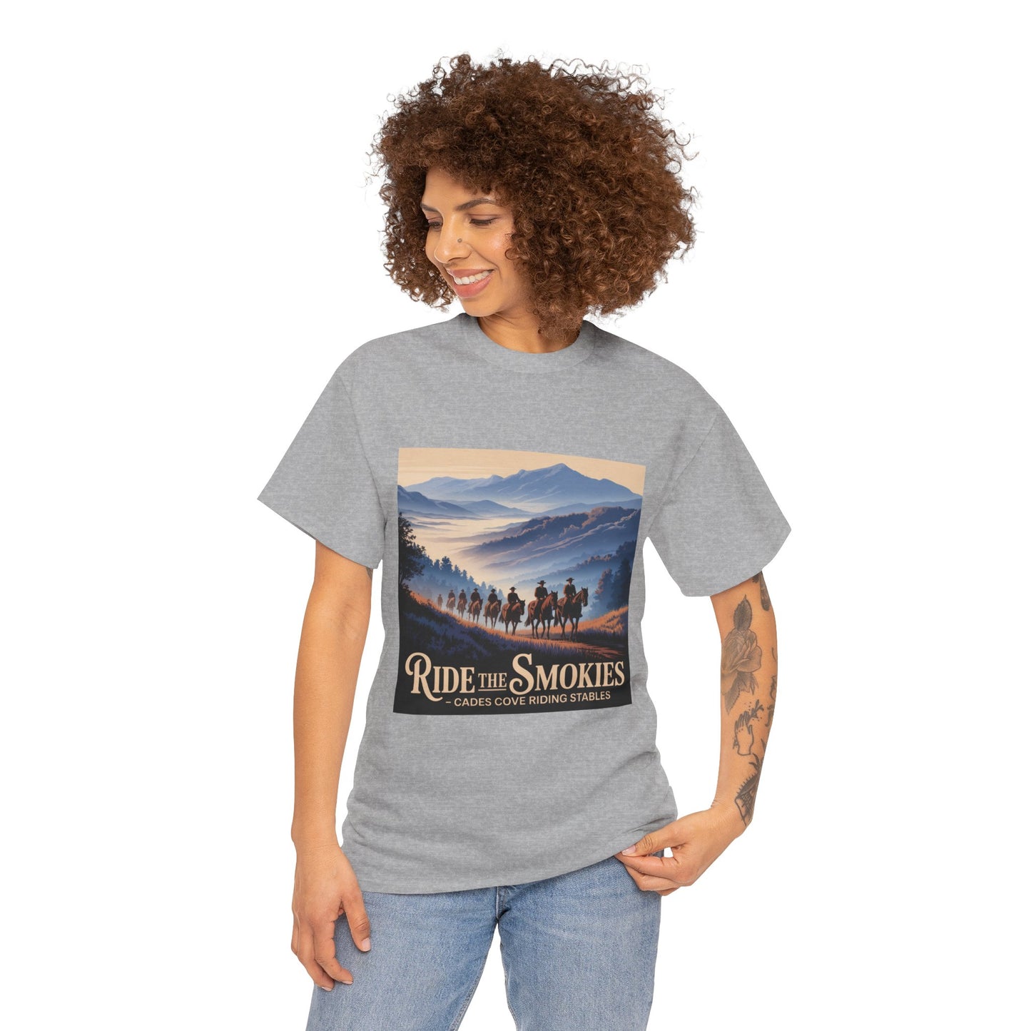 Ride the Smokies T-Shirt – Cades Cove Riding Stables Smoky Mountains Horseback Riding Tee